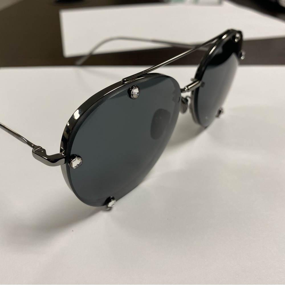 Valentino Black and Gunmetal Rimless Sunglasses